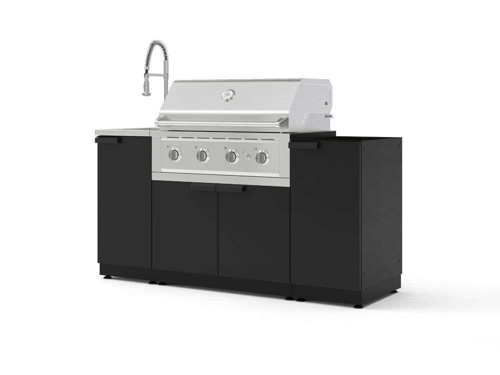 NewAge Outdoor Kitchens Outdoor Grill Island Stainless-Steel 5-Piece Cabinet Set with Sink, 1 Door, Grill Cabinet, Performance Grill and Stainless Steel Countertop - (Natural Gas) | Garage Giant