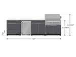 NewAge Outdoor Kitchens Aluminum 7-Piece Cabinet Set with 3-Drawer, Bar, Grill Cabinet, Platinum Grill, Countertops and Fridge-71908-Garage Giant 