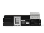 NewAge Outdoor Kitchens Aluminum 7-Piece Cabinet Set with 3-Drawer, Bar, Grill Cabinet, Performance Grill, Countertops and Glass Door Fridge-73581-Garage Giant 