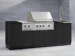 NewAge Outdoor Kitchens Outdoor Grill Island Stainless-Steel 6-Piece Cabinet Set with 3-Drawer, Grill Cabinet, Performance Grill, Side Burner and Dekton in Sirius Countertop - (Liquid Propane) 