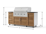 NewAge Outdoor Kitchens Outdoor Grill Island Stainless-Steel Louvered Doors 6-Piece Cabinet Set with Casters 1 Door, 3 Drawer, Grill Cabinet, Performance Grill and Dekton in Sirius Countertops - (Liquid Propane) 