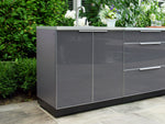 NewAge Outdoor Kitchens Aluminum 6-Piece Cabinet Set with Sink, Bar, Grill Cabinet, Platinum Grill, Countertop and Fridge-66331-Garage Giant 