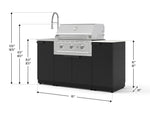 NewAge Outdoor Kitchens Outdoor Grill Island Stainless-Steel 5-Piece Cabinet Set with Sink, 1 Door, Grill Cabinet, Performance Grill and Stainless Steel Countertop - (Liquid Propane) 