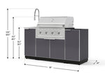 NewAge Outdoor Kitchens Outdoor Grill Island Aluminum 5-Piece Cabinet Set with Sink, 1 Door, Grill Cabinet, Performance Grill and Stainless Steel Countertop - (Liquid Propane) 