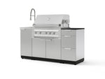 NewAge Outdoor Kitchens Outdoor Grill Island Stainless-Steel 5-Piece Cabinet Set with Sink, 3 Drawer, Grill Cabinet, Platinum Grill and Stainless Steel Countertop - (Liquid Propane) | Garage Giant 
