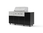 NewAge Outdoor Kitchens Outdoor Grill Island Aluminum 6-Piece Cabinet Set with Casters and 1-Door, Grill Cabinet, Performance Grill, Side Burner and Dekton in Aeris Countertop - (Liquid Propane) | Garage Giant 