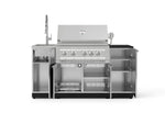 NewAge Outdoor Kitchens Outdoor Grill Island Stainless-Steel 5-Piece Cabinet Set with Sink, 1 Door, Grill Cabinet, Platinum Grill and Stainless Steel Countertop - (Natural Gas) 