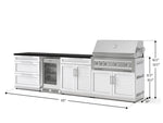 NewAge Outdoor Kitchens Stainless Steel 7-Piece Cabinet Set with 3-Drawer, Bar, Grill Cabinet, Platinum Grill, Countertop, and Glass Door Fridge-73634-Garage Giant 