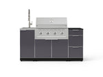 NewAge Outdoor Kitchens Outdoor Grill Island Aluminum 5-Piece Cabinet Set with Sink, 3 Drawer, Grill Cabinet, Performance Grill and Stainless Steel Countertop - (Natural Gas) 
