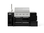 NewAge Outdoor Kitchens Outdoor Grill Island Aluminum 5-Piece Cabinet Set with Sink, 3 Drawer, Grill Cabinet, Performance Grill and Stainless Steel Countertop 