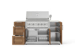 NewAge Outdoor Kitchens Outdoor Grill Island Stainless-Steel Louvered Doors 6-Piece Cabinet Set with 1 Door, 3 Drawer, Grill Cabinet, Platinum Grill and Dekton in Aeris Countertops - (Liquid Propane) 