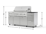 NewAge Outdoor Kitchens Outdoor Grill Island Stainless-Steel 6-Piece Cabinet Set with Casters and 3-Drawer, Grill Cabinet, Platinum Grill, Dual Side Burner and Dekton in Sirius Countertop - (Liquid Propane) 
