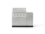 NewAge Outdoor Kitchens Outdoor Grill Island Stainless-Steel 4-Piece Cabinet Set with 1 Door, Grill Cabinet, Performance Grill and Countertop 