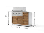 NewAge Outdoor Kitchens Outdoor Grill Island Stainless-Steel Louvered Doors 4-Piece Cabinet Set with 3-Drawer, Grill Cabinet, Performance Grill and Dekton in Sirius Countertop - (Natural Gas) 