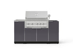 NewAge Outdoor Kitchens Outdoor Grill Island Aluminum 5-Piece Cabinet Set with Sink, 1 Door, Grill Cabinet, Platinum Grill and Stainless Steel Countertop - (Natural Gas) 