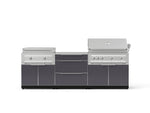 NewAge Outdoor Kitchens Aluminum 6-Piece Cabinet Set with 3 Drawer, Grill Cabinet, Platinum Griddle, Grill and Countertop-75167-Garage Giant 