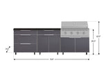 NewAge Outdoor Kitchens Aluminum 5-Piece Cabinet Set With Casters and 3 Drawer, Bar, Grill Cabinet, Performance Grill, Countertop-72569-Garage Giant 