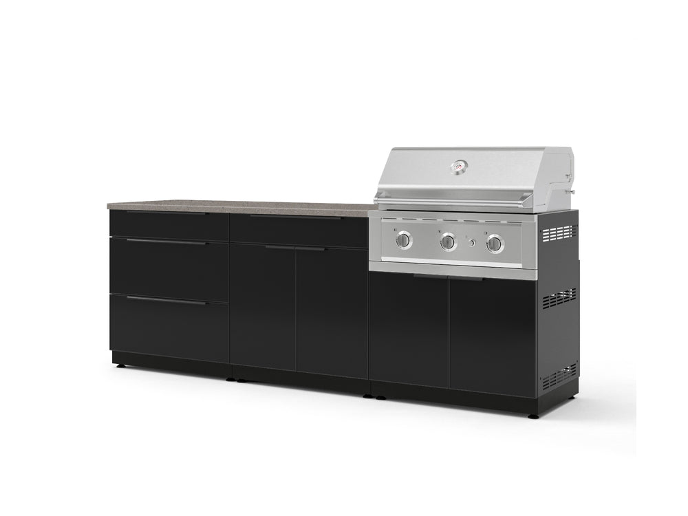 NewAge Outdoor Kitchens Aluminum 5-Piece Cabinet Set With 3 Drawer, Bar, Grill Cabinet, Performance Grill and Countertop-73339-Garage Giant