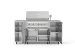 NewAge Outdoor Kitchens Outdoor Grill Island Stainless-Steel 6-Piece Cabinet Set with Casters and 1 Door, Grill Cabinet, Platinum Grill, Countertops 