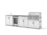 NewAge Outdoor Kitchens Stainless Steel 6-Piece Cabinet Set with Sink, Bar, Grill Cabinet, Performance Grill, Countertop and Glass Door Fridge-73846-Garage Giant 
