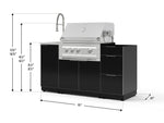 NewAge Outdoor Kitchens Outdoor Grill Island Aluminum 5-Piece Cabinet Set with Sink, 3 Drawer, Grill Cabinet, Platinum Grill and Stainless Steel Countertop - (Natural Gas) 