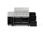 NewAge Outdoor Kitchens Outdoor Grill Island Aluminum 5-Piece Cabinet Set with Casters and 3-Drawer, Grill Cabinet, Side Burner and Performance Grill - (Liquid Propane) 