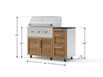 NewAge Outdoor Kitchens Outdoor Grill Island Stainless-Steel Louvered Doors 4-Piece Cabinet Set with Casters and 3-Drawer, Grill Cabinet, Performance Grill and Dekton in Sirius Countertop - (Liquid Propane) 