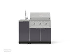 NewAge Outdoor Kitchens Outdoor Grill Island Aluminum 3-Piece Cabinet Set with Sink, Grill Cabinet and Performance Grill-73947-Garage Giant 
