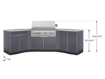 NewAge Outdoor Kitchens Aluminum 7-Piece Cabinet Set with 2 Door, Bar, Corner, Grill Cabinet, Platinum Grill, and Countertops 