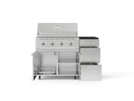NewAge Outdoor Kitchens Outdoor Grill Island Stainless-Steel 4-Piece Cabinet Set with Casters and 3-Drawer, Grill Cabinet, Performance Grill and Dekton in Sirius Countertop - (Liquid Propane) 