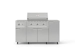 NewAge Outdoor Kitchens Outdoor Grill Island Stainless-Steel 6-Piece Cabinet Set with Casters and 1-Door, Grill Cabinet, Performance Grill, Side Burner, Countertop-74860-Garage Giant 