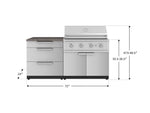 NewAge Outdoor Kitchens Stainless-Steel 4-Piece Cabinet Set with 3 Drawer, Grill Cabinet, Performance Grill, and Countertop-71663-Garage Giant 