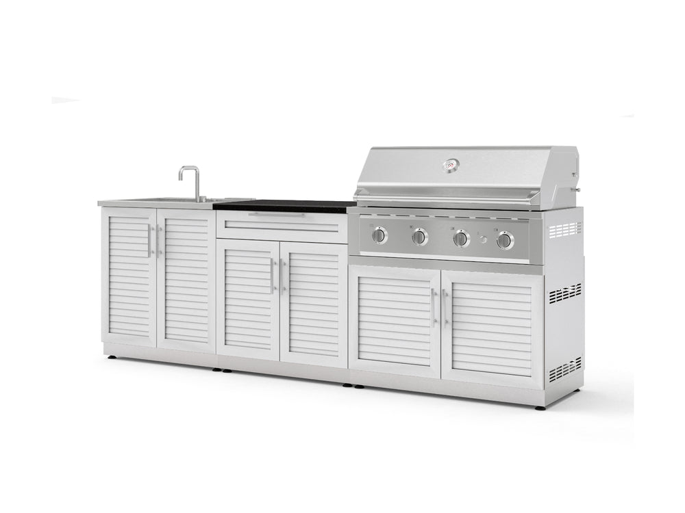 NewAge Outdoor Kitchens Stainless-Steel 5-Piece Cabinet Set with Bar, Sink, Grill Cabinet, Performance Grill, and Countertop-73401-Garage Giant