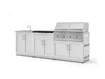 NewAge Outdoor Kitchens Stainless-Steel 5-Piece Cabinet Set with Bar, Sink, Grill Cabinet, Performance Grill, and Countertop-73401-Garage Giant 