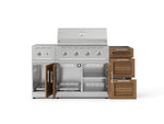 NewAge Outdoor Kitchens Outdoor Grill Island Stainless-Steel Louvered Doors 5-Piece Cabinet Set with 3-Drawer, Grill Cabinet, Side Burner and Performance Grill - (Natural Gas) 