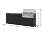 NewAge Outdoor Kitchens Stainless-Steel 5-Piece Cabinet Set with Bar, Sink, Grill Cabinet, Performance Grill, and Countertop-73424-Garage Giant 