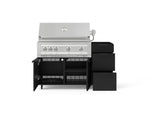 NewAge Outdoor Kitchens Outdoor Grill Island Stainless-Steel 3-Piece Cabinet Set with Casters and 3-Drawer, Grill Cabinet and Platinum Grill - (Liquid Propane) 