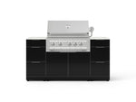 NewAge Outdoor Kitchens Outdoor Grill Island Aluminum 6-Piece Cabinet Set with 3 Drawers, Grill Cabinet, Platinum Grill and Dekton in Aeris Countertops - (Natural Gas) 