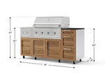 NewAge Outdoor Kitchens Outdoor Grill Island Stainless-Steel Louvered Doors 6-Piece Cabinet Set with Casters and 3-Drawer, Grill Cabinet, Performance Grill, Side Burner and Dekton in Sirius Countertop - (Liquid Propane) 