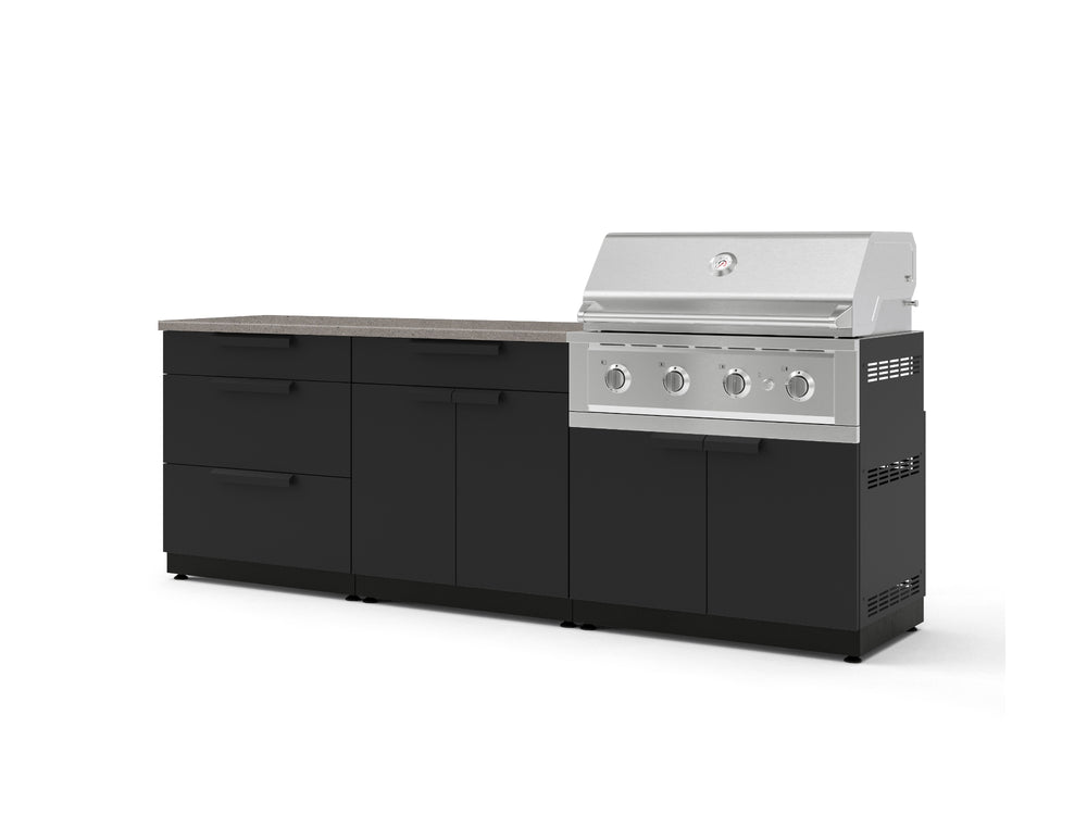 NewAge Outdoor Kitchens Stainless-Steel 5-Piece Cabinet Set with 3-Drawer, Bar, Grill Cabinet, Performance Grill and Countertop-73352-Garage Giant