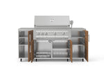 NewAge Outdoor Kitchens Outdoor Grill Island Stainless-Steel Louvered Doors 6-Piece Cabinet Set with Casters and 1 Door, Grill Cabinet, Platinum Grill, Countertops-74907-Garage Giant 