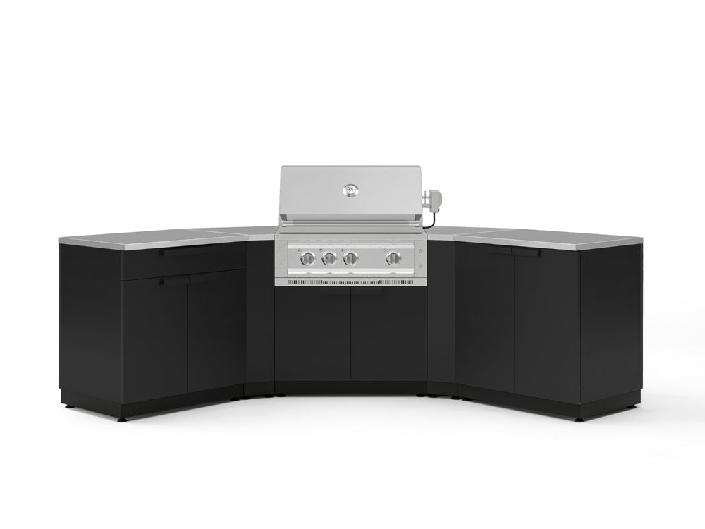 NewAge Outdoor Kitchens Stainless-Steel 7-Piece Cabinet Set with 2 Door, Bar, Corner, Grill Cabinet, Platinum Grill, and Countertops-67651-Garage Giant