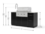 NewAge Outdoor Kitchens Outdoor Grill Island Aluminum 5-Piece Cabinet Set with Sink, 3 Drawer, Grill Cabinet, Performance Grill and Stainless Steel Countertop - (Natural Gas) 