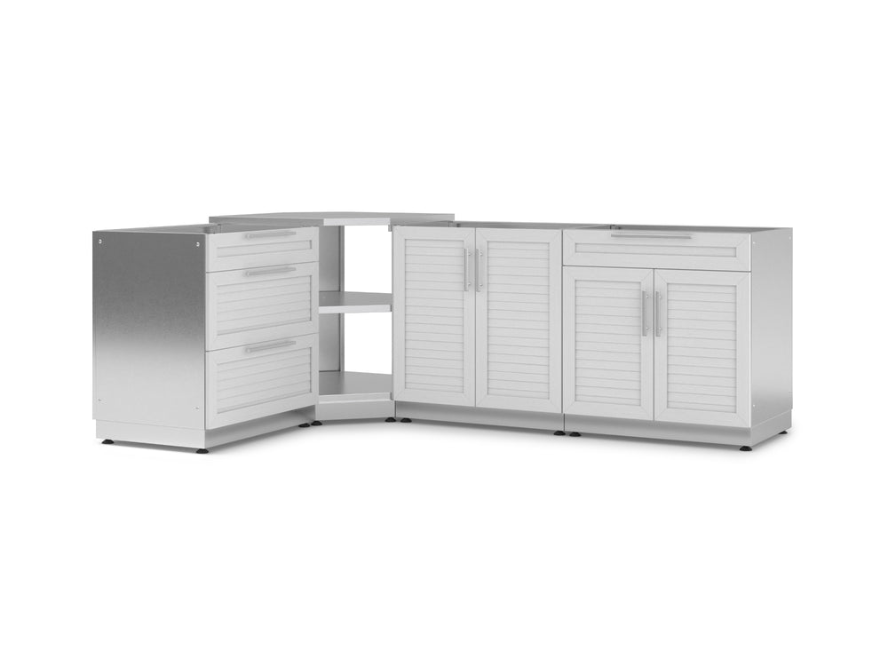 NewAge Outdoor Kitchens Stainless Steel 4-Piece Cabinet Set with Corner Shelf, 2-Door, 3-Drawer, Bar Cabinet-67699-Garage Giant