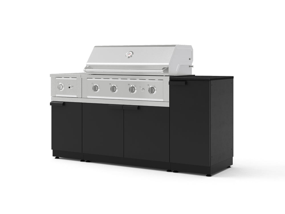 NewAge Outdoor Kitchens Outdoor Grill Island Stainless-Steel 6-Piece Cabinet Set with 1-Door, Grill Cabinet, Performance Grill, Side Burner and Dekton in Sirius Countertop - (Natural Gas) | Garage Giant