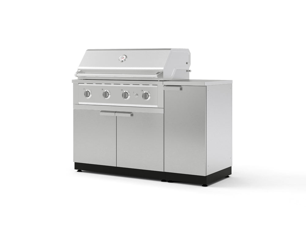 NewAge Outdoor Kitchens Outdoor Grill Island Stainless-Steel 4-Piece Cabinet Set with 1 Door, Grill Cabinet, Performance Grill and Countertop-73889-Garage Giant