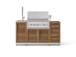 NewAge Outdoor Kitchens Outdoor Grill Island Stainless-Steel Louvered 5-Piece Cabinet Set with Sink, 3 Drawer, Grill Cabinet, Platinum Grill and Stainless Steel Countertop - (Natural Gas) 