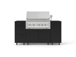 NewAge Outdoor Kitchens Outdoor Grill Island Stainless-Steel 6-Piece Cabinet Set with Casters 1 Door, 3 Drawer, Grill Cabinet, Platinum Grill and Dekton in Sirius Countertops - (Liquid Propane) 