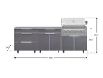 NewAge Outdoor Kitchens Aluminum 5-Piece Cabinet Set With Casters and 3 Drawer, Bar, Grill Cabinet, Platinum Grill, Countertop-72646-Garage Giant 