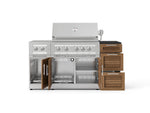 NewAge Outdoor Kitchens Outdoor Grill Island Stainless-Steel Louvered Doors 6-Piece Cabinet Set with 3-Drawer, Grill Cabinet, Platinum Grill, Dual Side Burner and Dekton in Sirius Countertop - (Liquid Propane) 